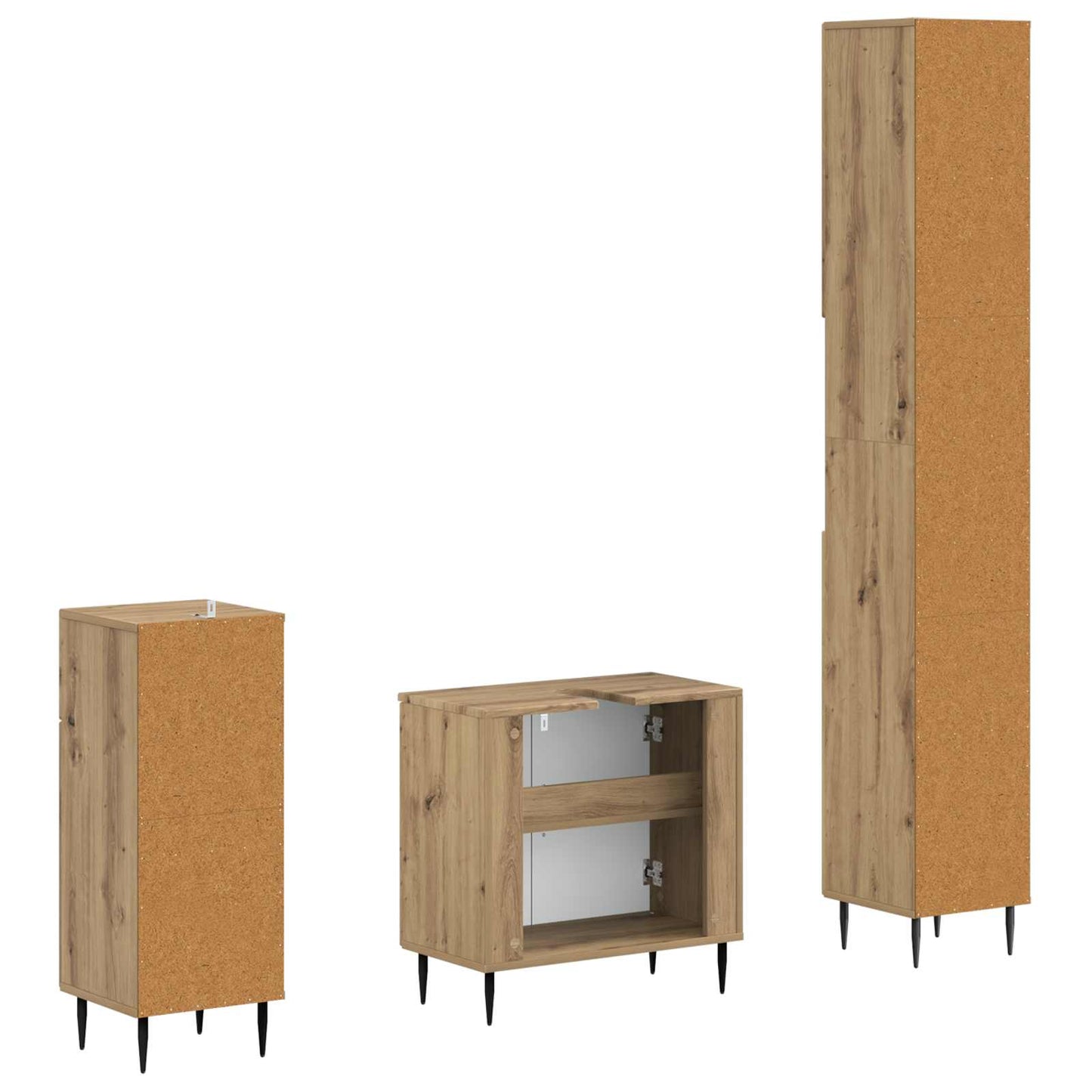 vidaXL 3 Piece Bathroom Cabinet Set HAARLEM Engineered Wood