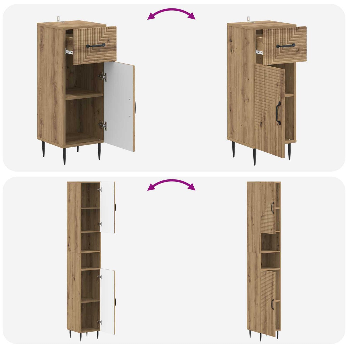 vidaXL 3 Piece Bathroom Cabinet Set HAARLEM Engineered Wood
