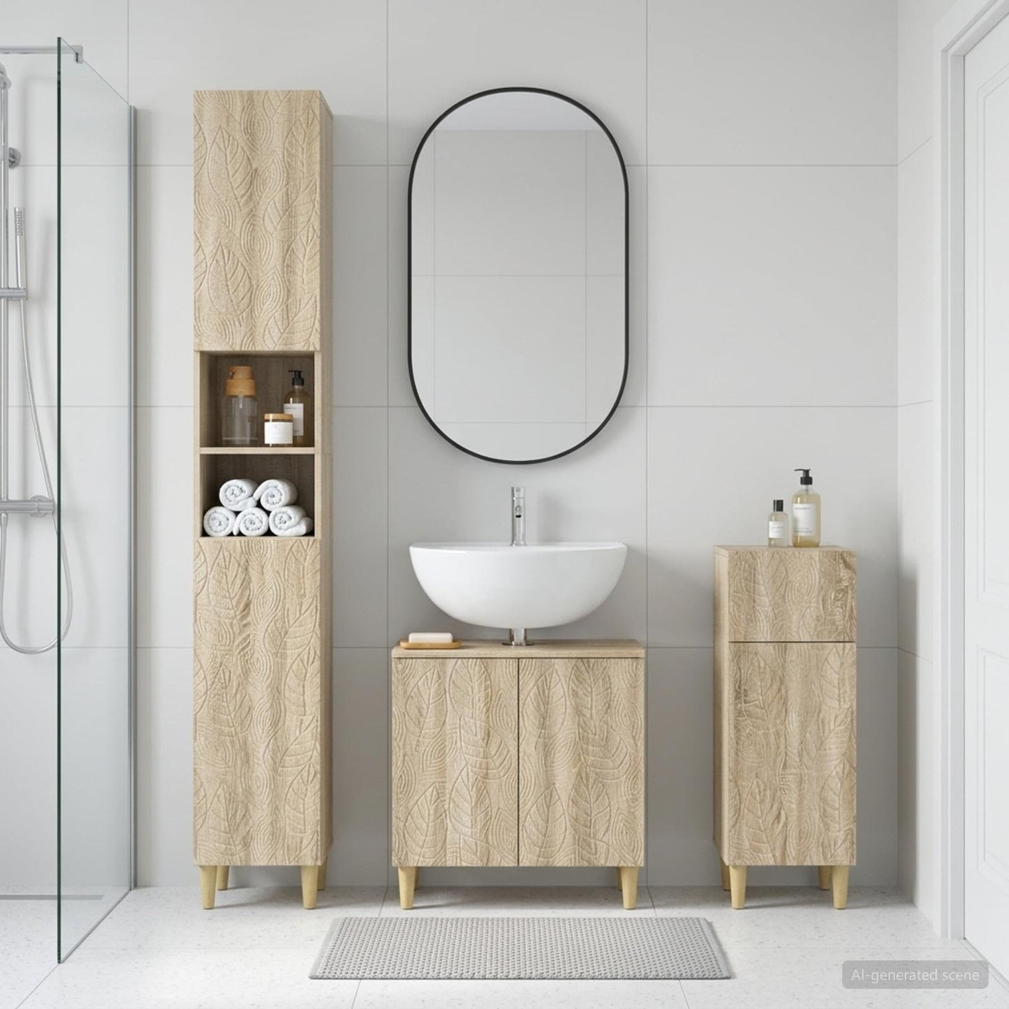 vidaXL 3 Piece Bathroom Cabinet Set DELFT Engineered Wood