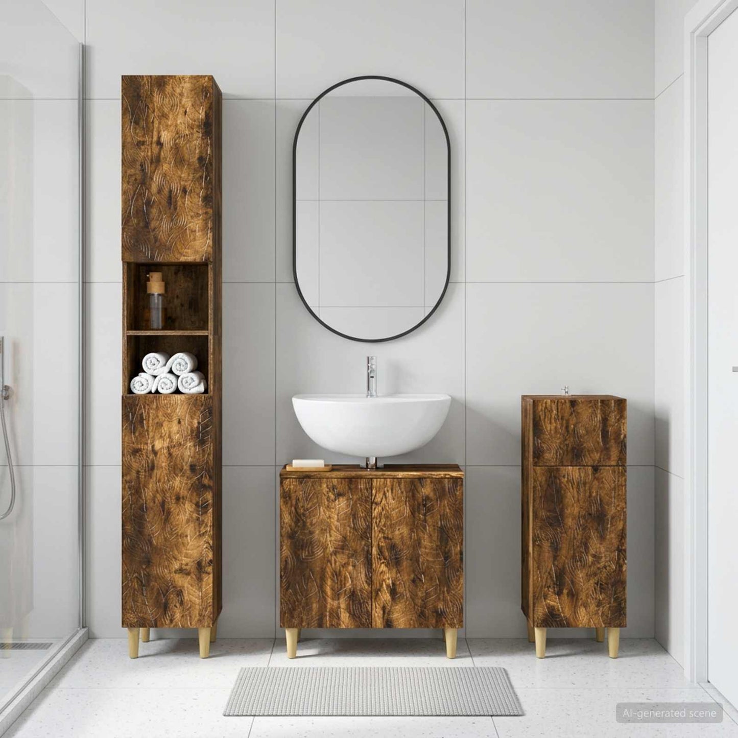 vidaXL 3 Piece Bathroom Cabinet Set DELFT Engineered Wood