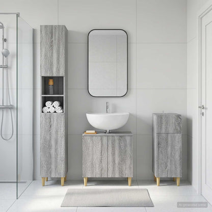 vidaXL 3 Piece Bathroom Cabinet Set DELFT Engineered Wood
