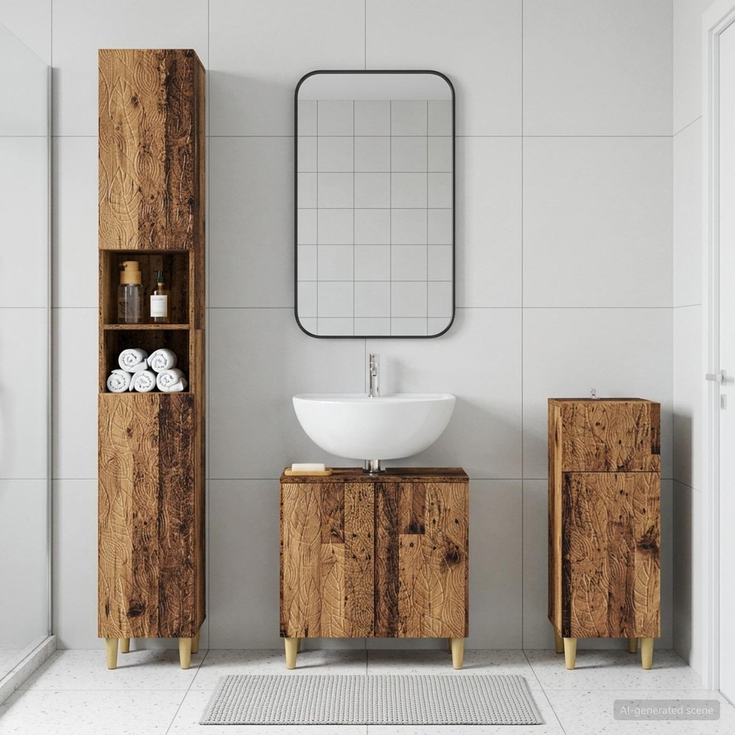 vidaXL 3 Piece Bathroom Cabinet Set DELFT Engineered Wood