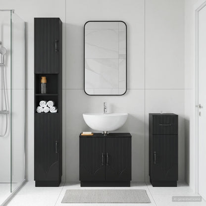 vidaXL 3 Piece Bathroom Cabinet Set HOORN Engineered Wood