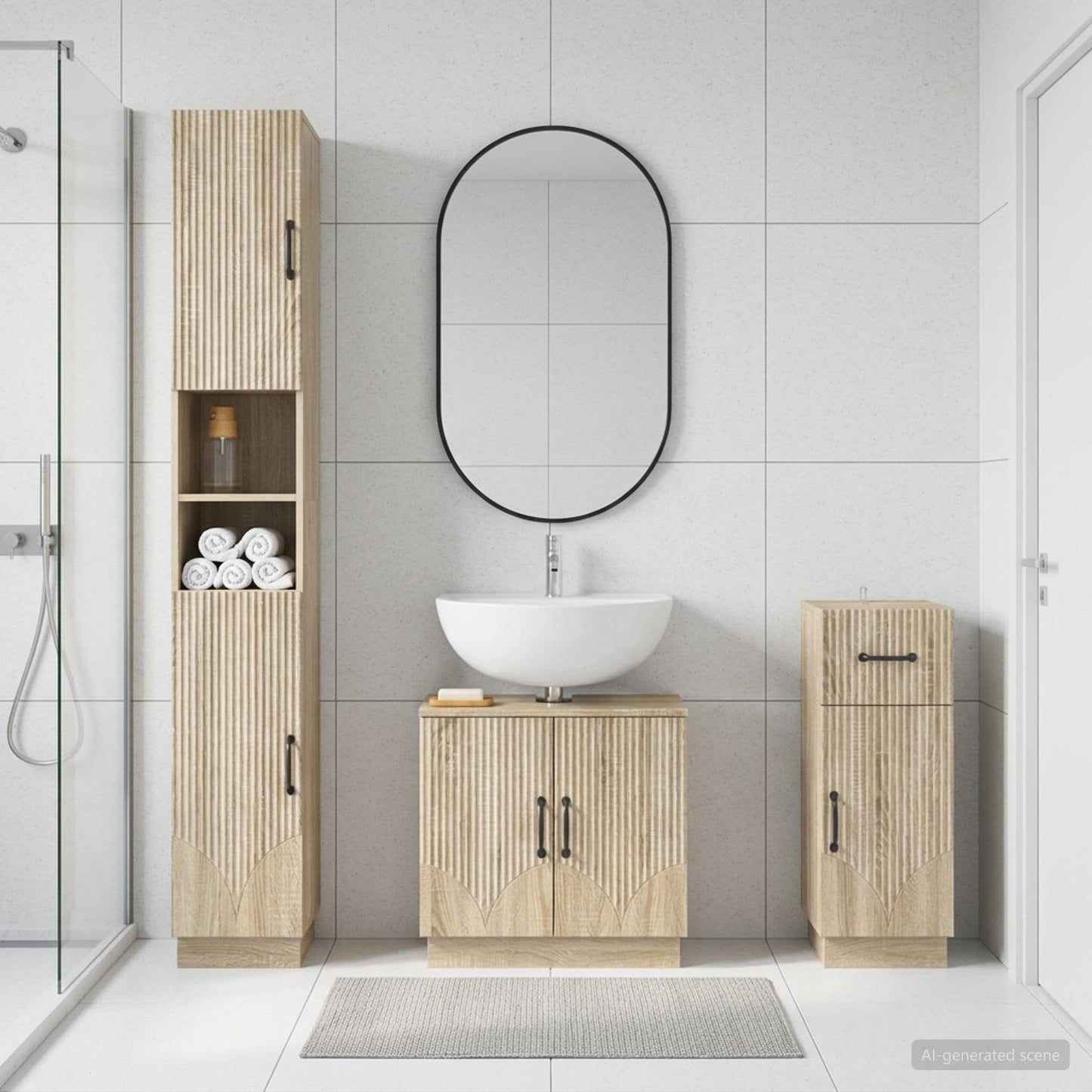 vidaXL 3 Piece Bathroom Cabinet Set HOORN Engineered Wood