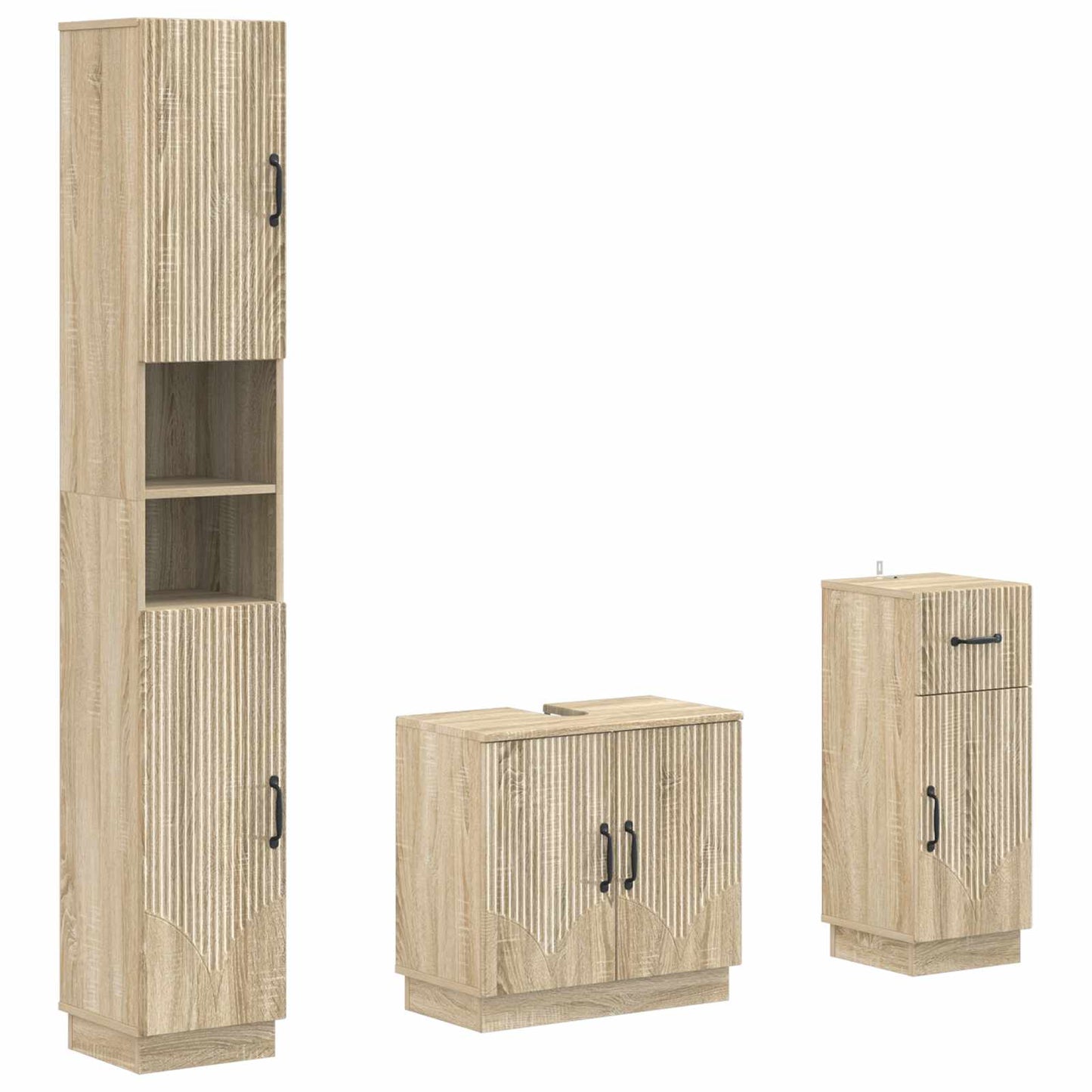 vidaXL 3 Piece Bathroom Cabinet Set HOORN Engineered Wood