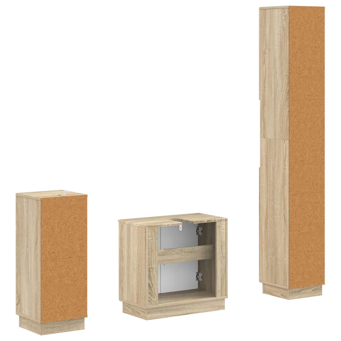 vidaXL 3 Piece Bathroom Cabinet Set HOORN Engineered Wood