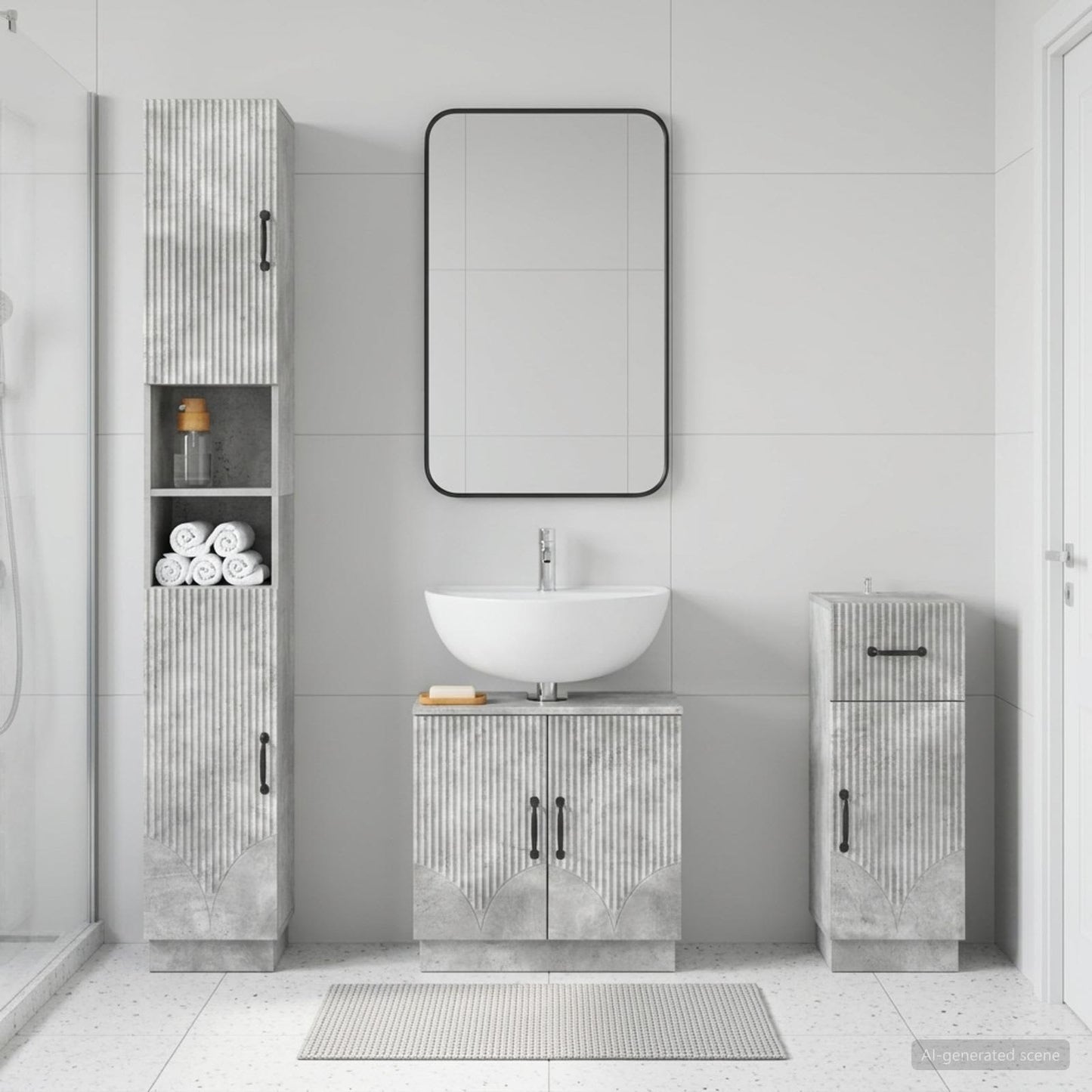 vidaXL 3 Piece Bathroom Cabinet Set HOORN Engineered Wood
