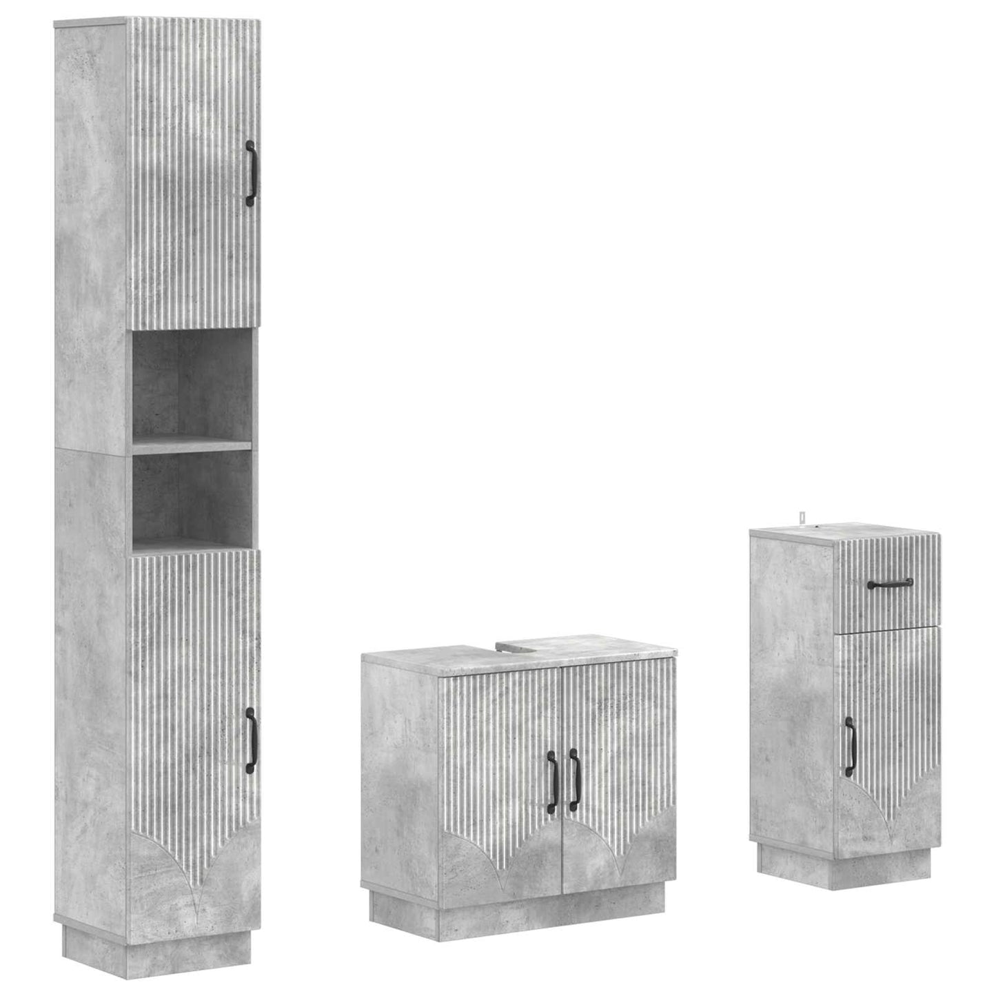 vidaXL 3 Piece Bathroom Cabinet Set HOORN Engineered Wood