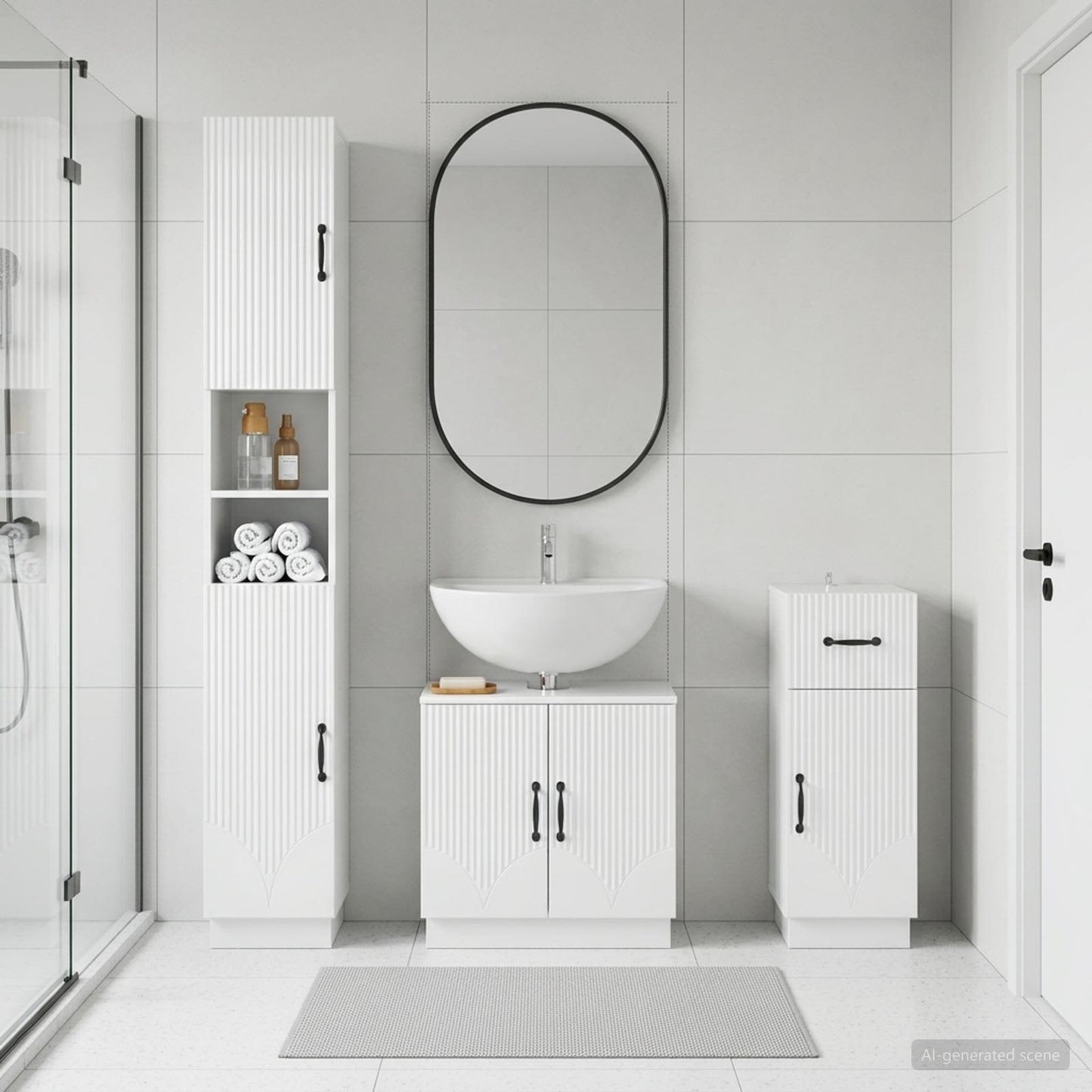 vidaXL 3 Piece Bathroom Cabinet Set HOORN Engineered Wood