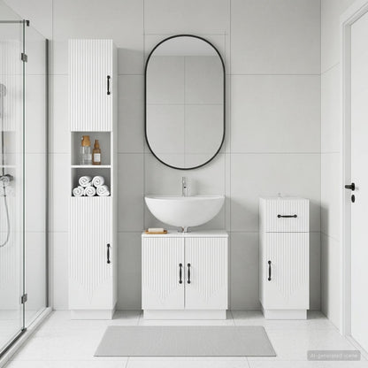 vidaXL 3 Piece Bathroom Cabinet Set HOORN Engineered Wood