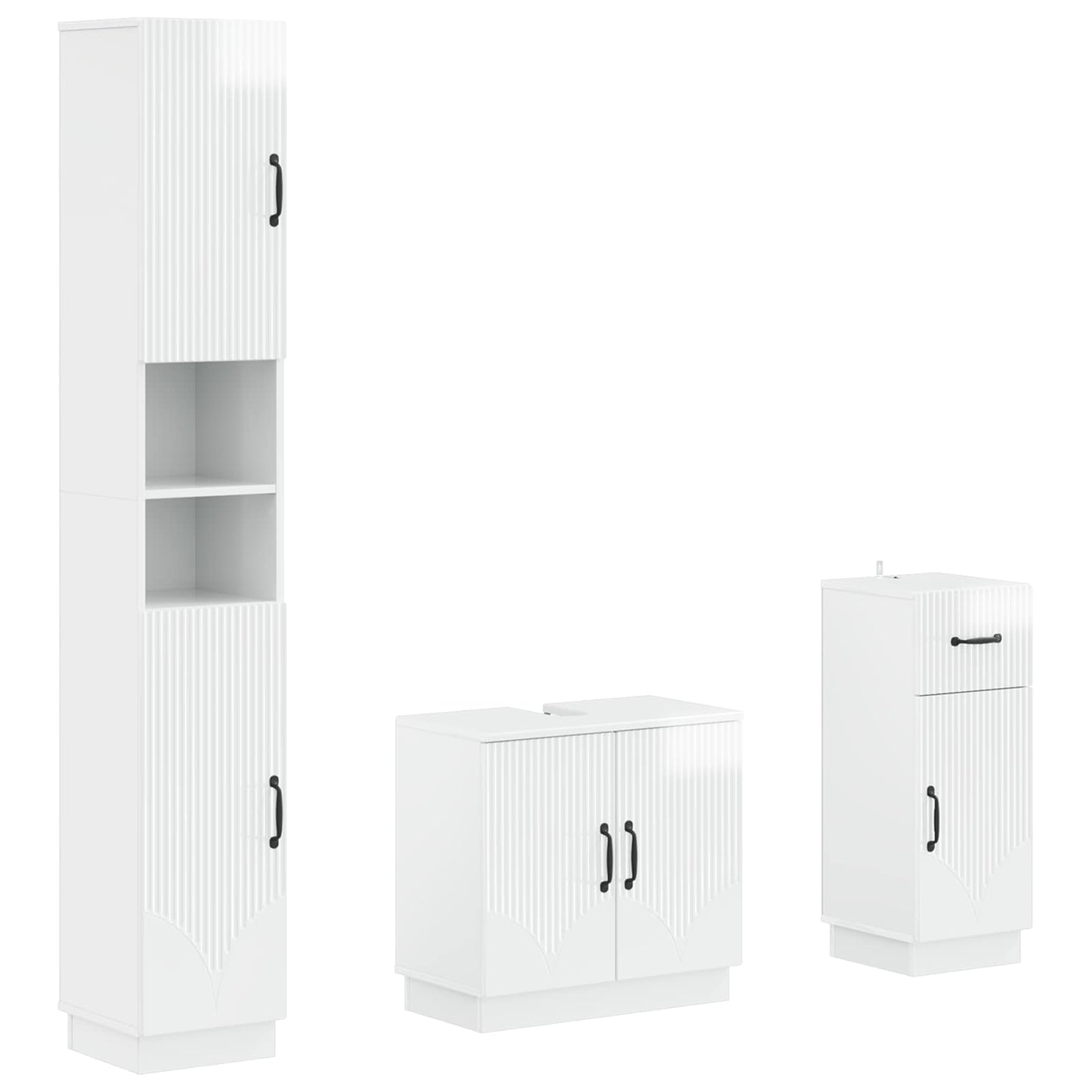 vidaXL 3 Piece Bathroom Cabinet Set HOORN Engineered Wood