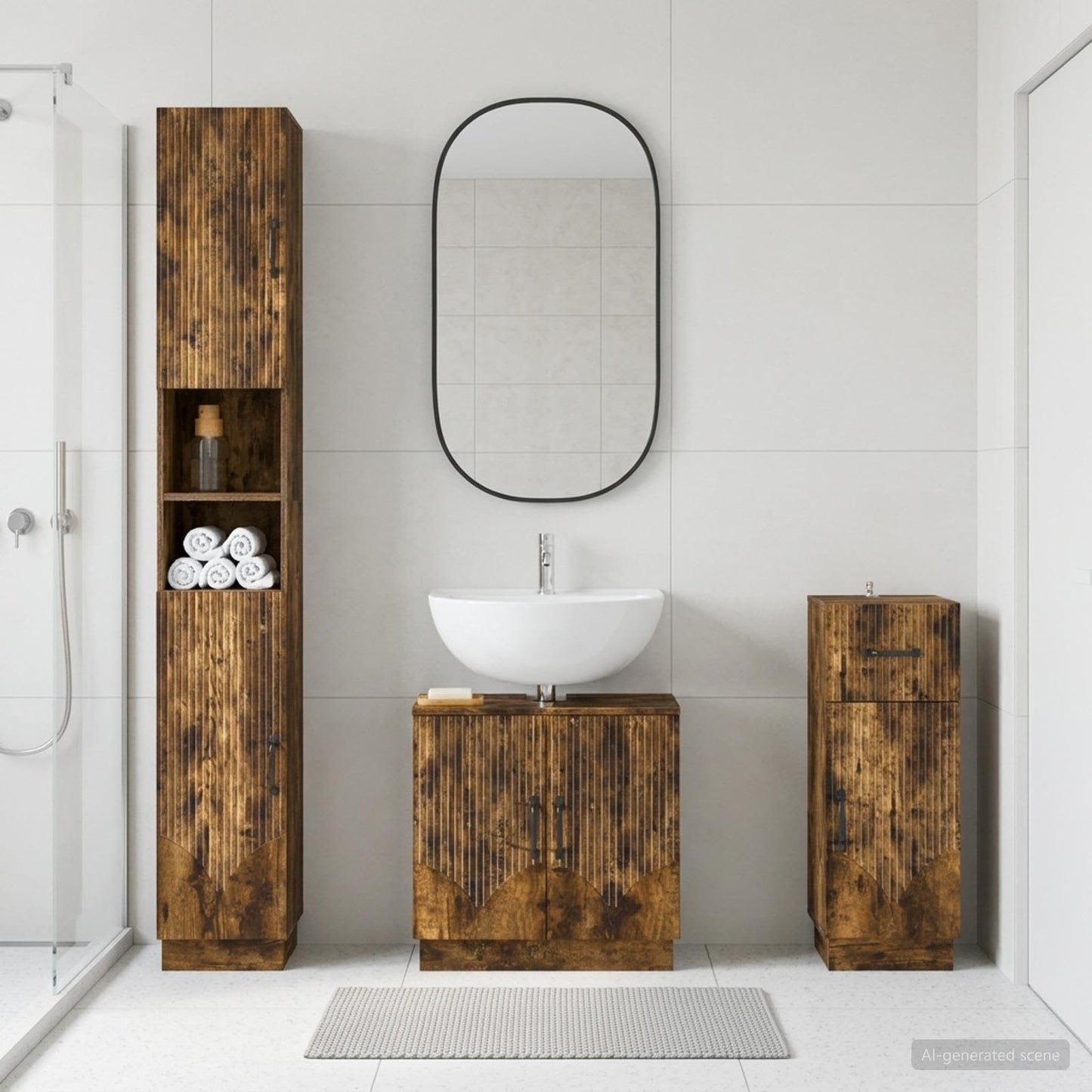 vidaXL 3 Piece Bathroom Cabinet Set HOORN Engineered Wood