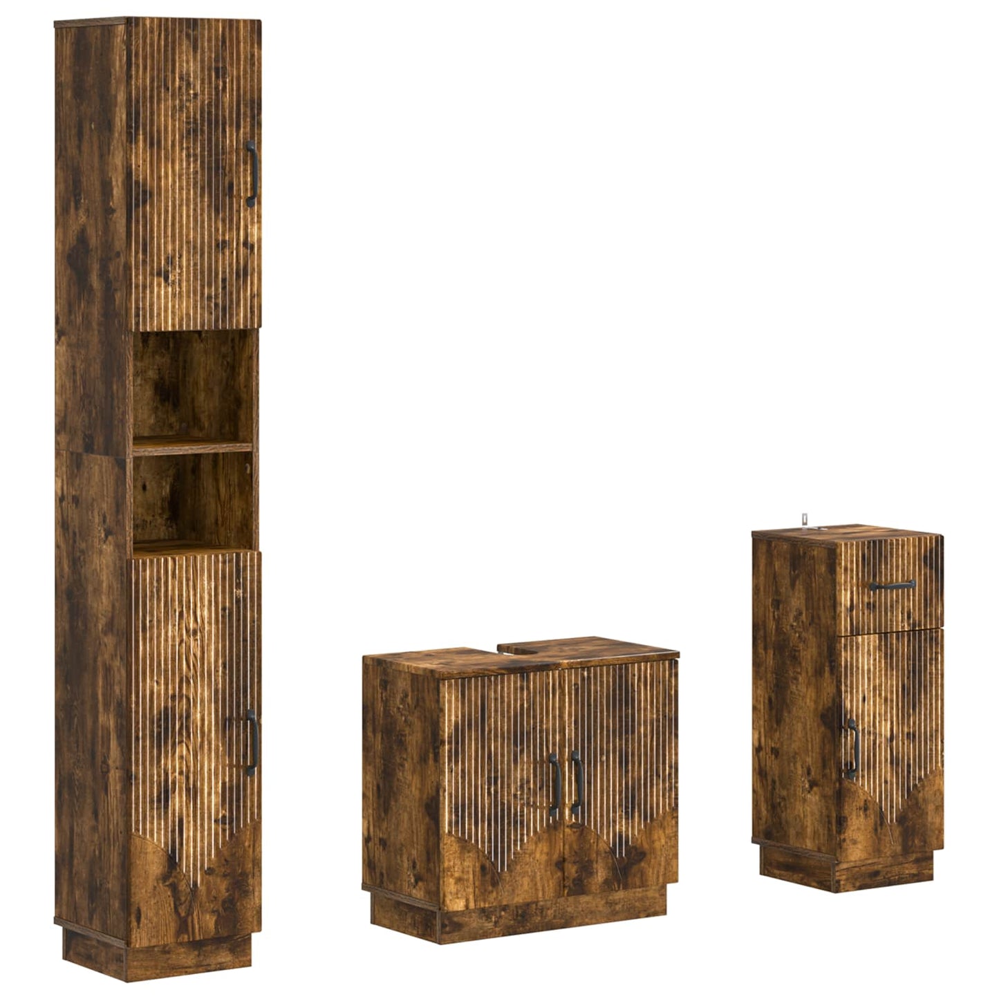 vidaXL 3 Piece Bathroom Cabinet Set HOORN Engineered Wood