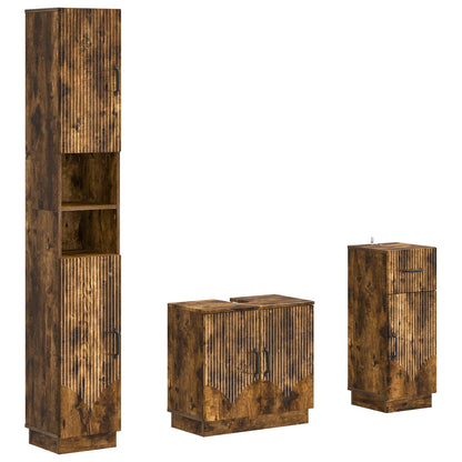 vidaXL 3 Piece Bathroom Cabinet Set HOORN Engineered Wood