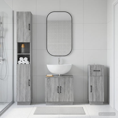 vidaXL 3 Piece Bathroom Cabinet Set HOORN Engineered Wood