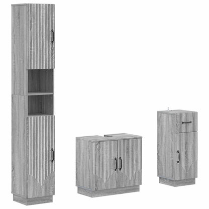 vidaXL 3 Piece Bathroom Cabinet Set HOORN Engineered Wood