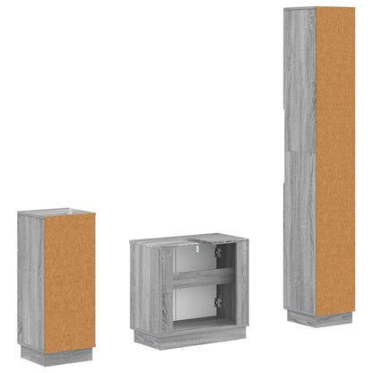 vidaXL 3 Piece Bathroom Cabinet Set HOORN Engineered Wood
