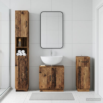 vidaXL 3 Piece Bathroom Cabinet Set HOORN Engineered Wood