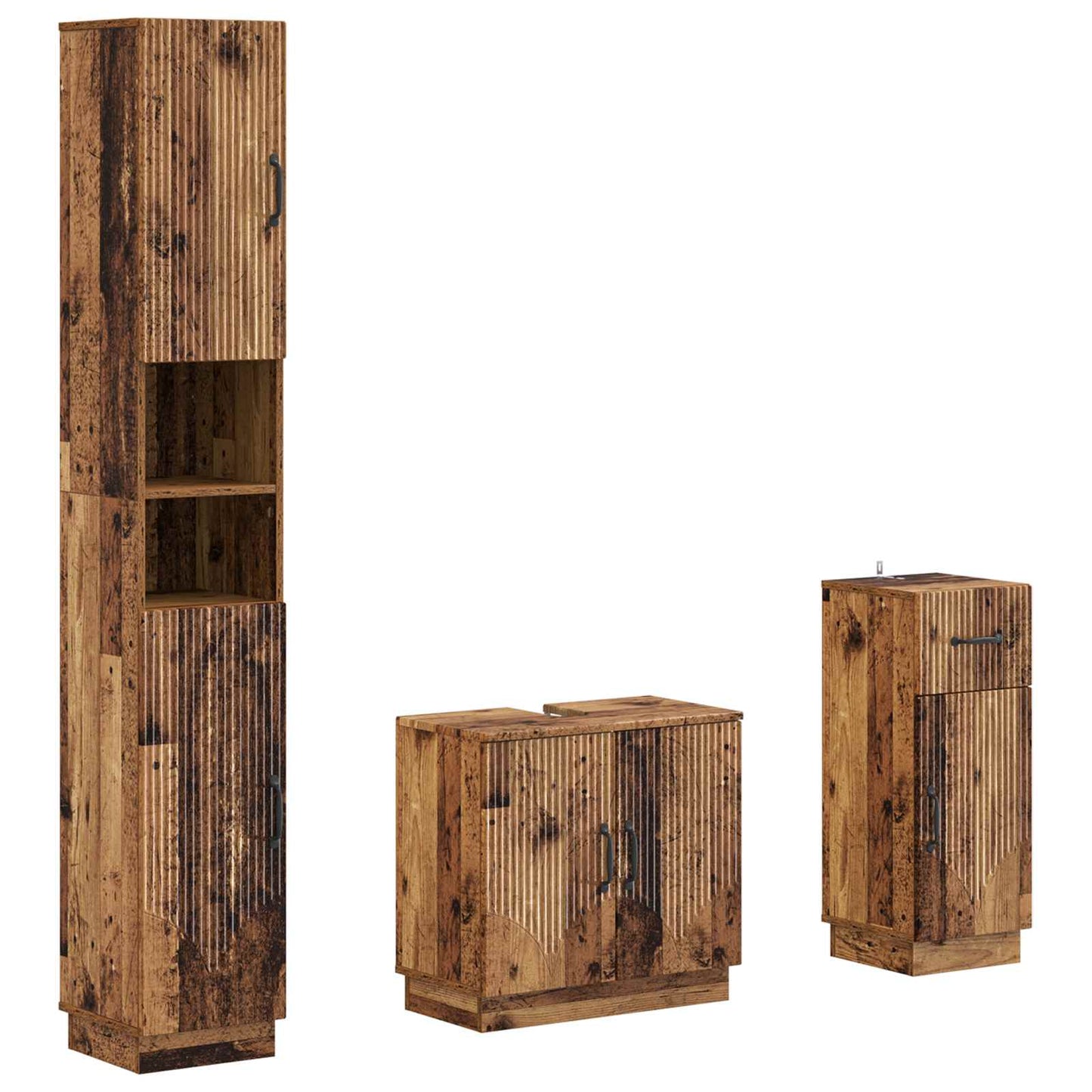 vidaXL 3 Piece Bathroom Cabinet Set HOORN Engineered Wood