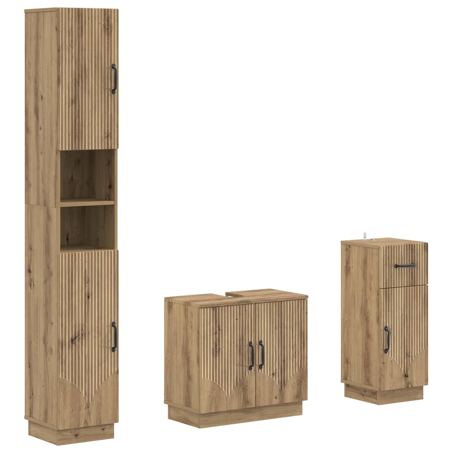vidaXL 3 Piece Bathroom Cabinet Set HOORN Engineered Wood