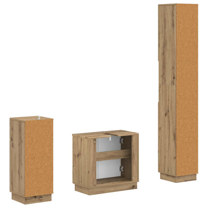vidaXL 3 Piece Bathroom Cabinet Set HOORN Engineered Wood