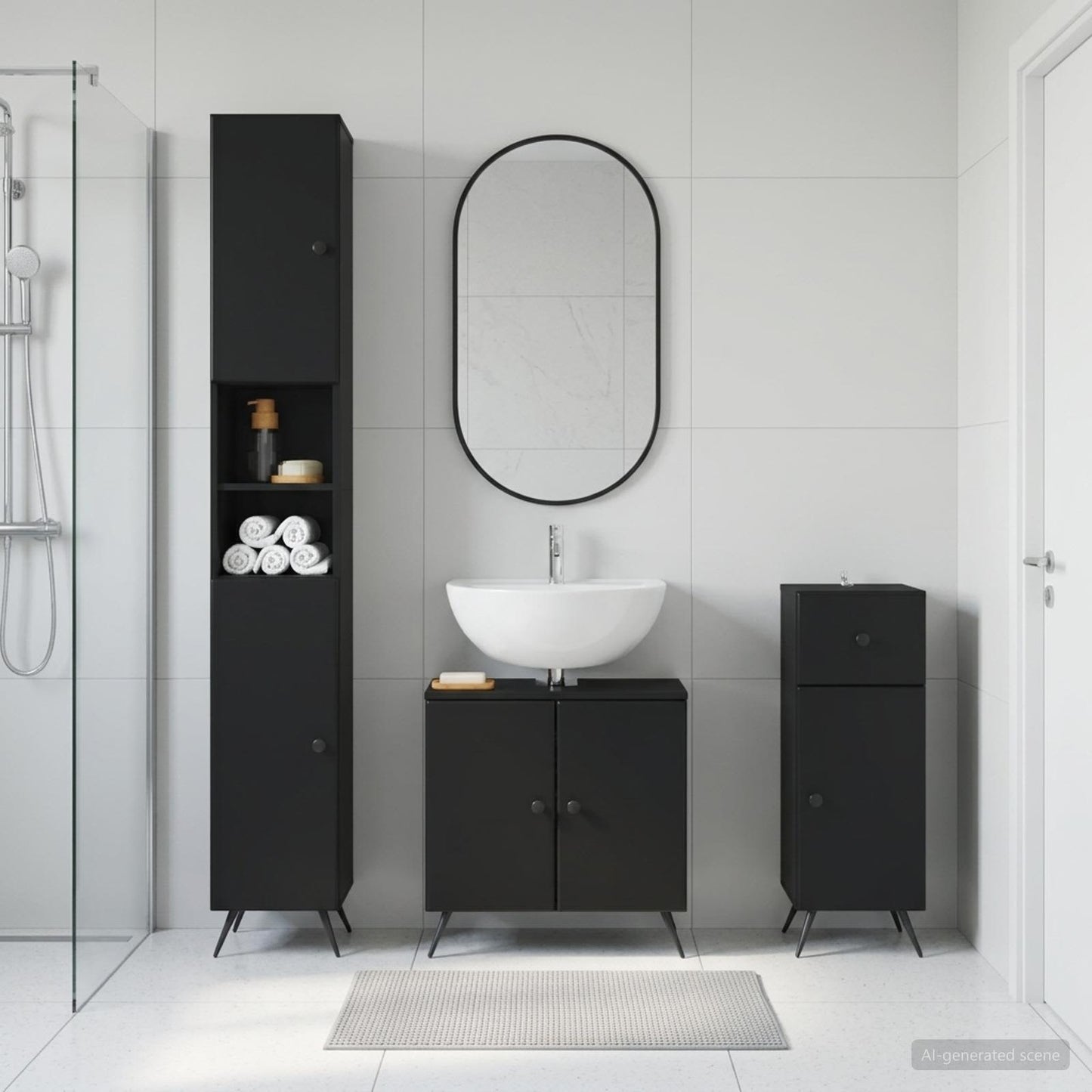 vidaXL 3 Piece Bathroom Cabinet Set BREDA Engineered Wood