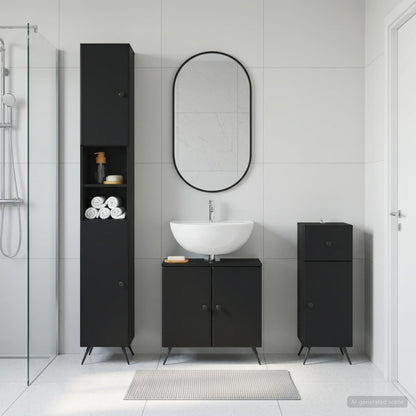 vidaXL 3 Piece Bathroom Cabinet Set BREDA Engineered Wood