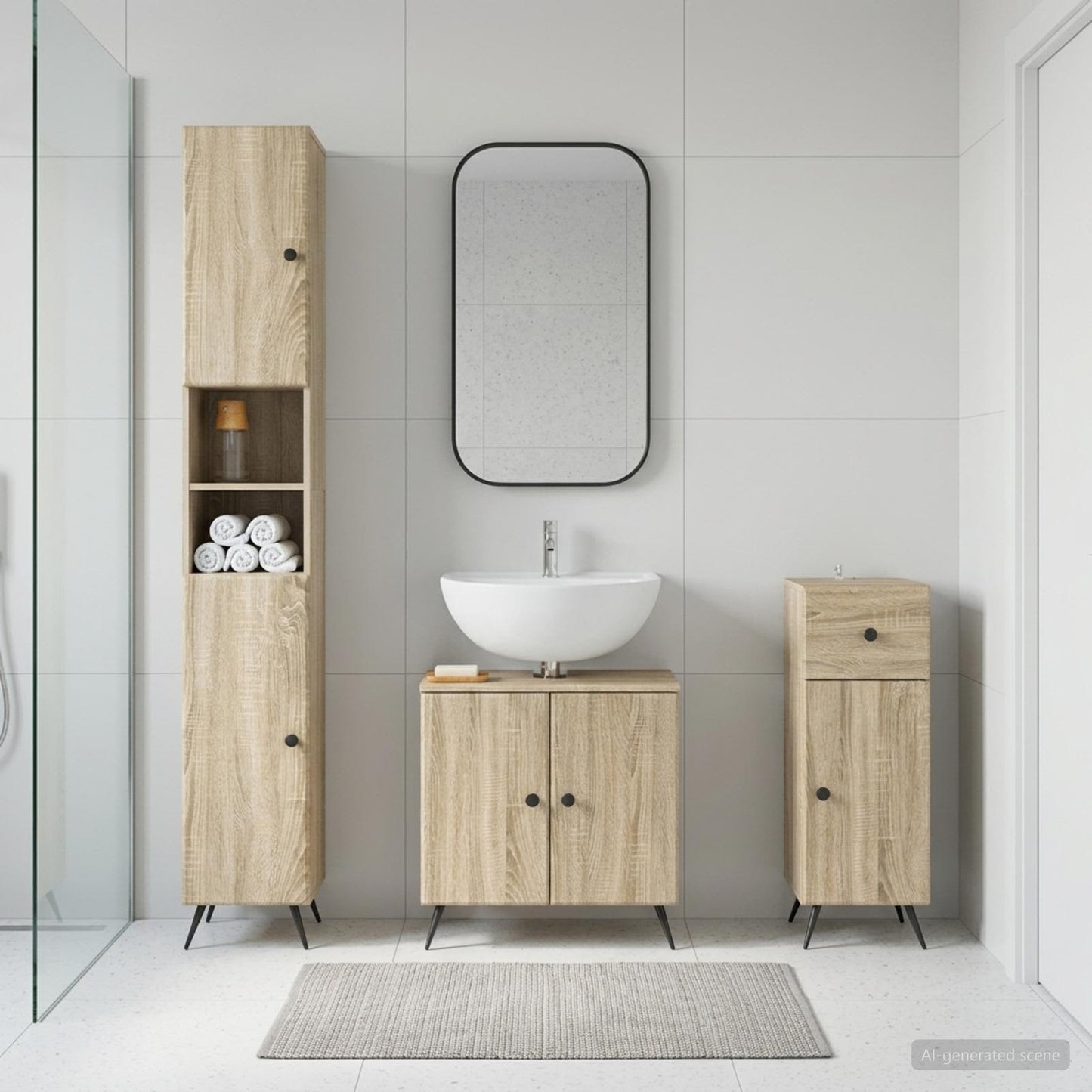vidaXL 3 Piece Bathroom Cabinet Set BREDA Engineered Wood