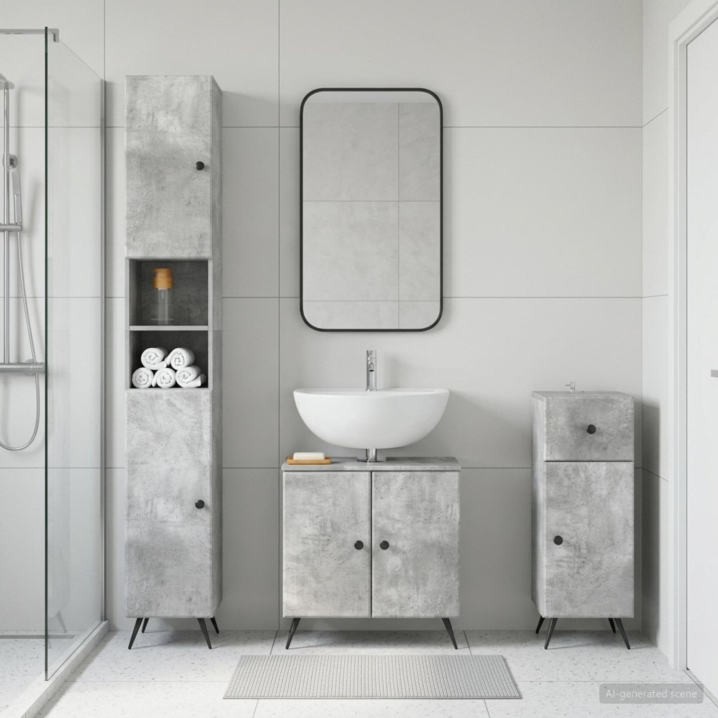 vidaXL 3 Piece Bathroom Cabinet Set BREDA Engineered Wood