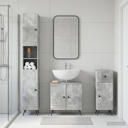 vidaXL 3 Piece Bathroom Cabinet Set BREDA Engineered Wood