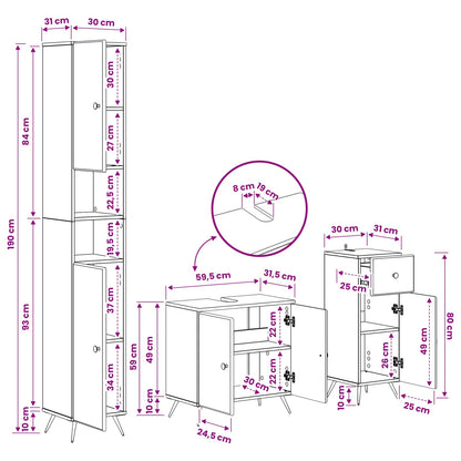 vidaXL 3 Piece Bathroom Cabinet Set BREDA Engineered Wood
