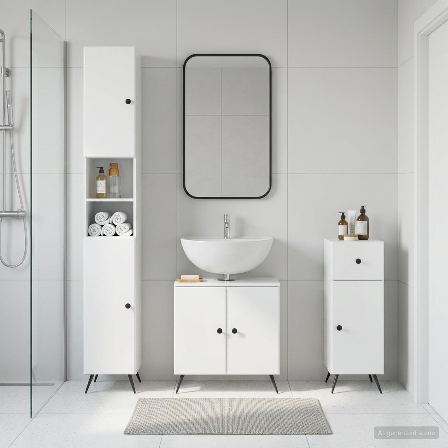 vidaXL 3 Piece Bathroom Cabinet Set BREDA Engineered Wood