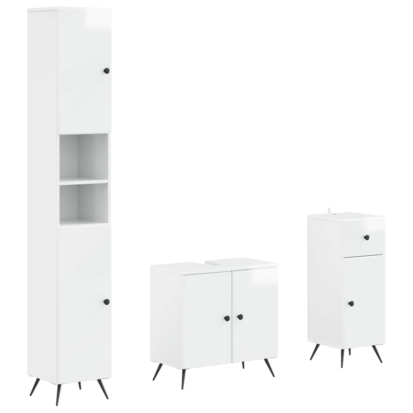 vidaXL 3 Piece Bathroom Cabinet Set BREDA Engineered Wood