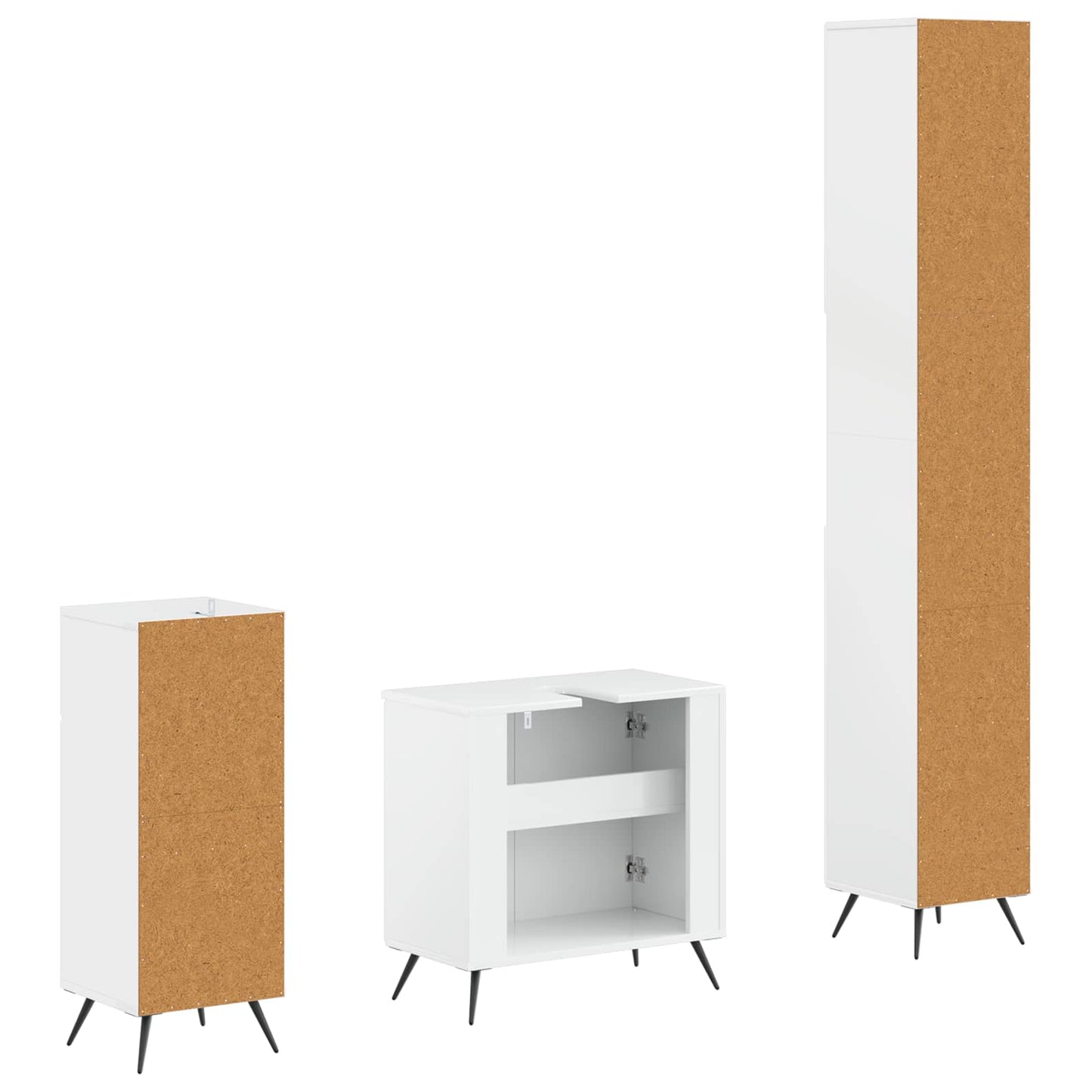 vidaXL 3 Piece Bathroom Cabinet Set BREDA Engineered Wood