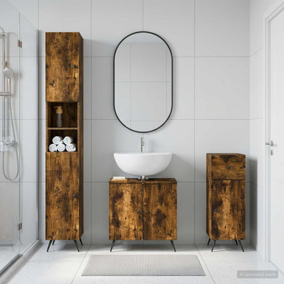vidaXL 3 Piece Bathroom Cabinet Set BREDA Engineered Wood