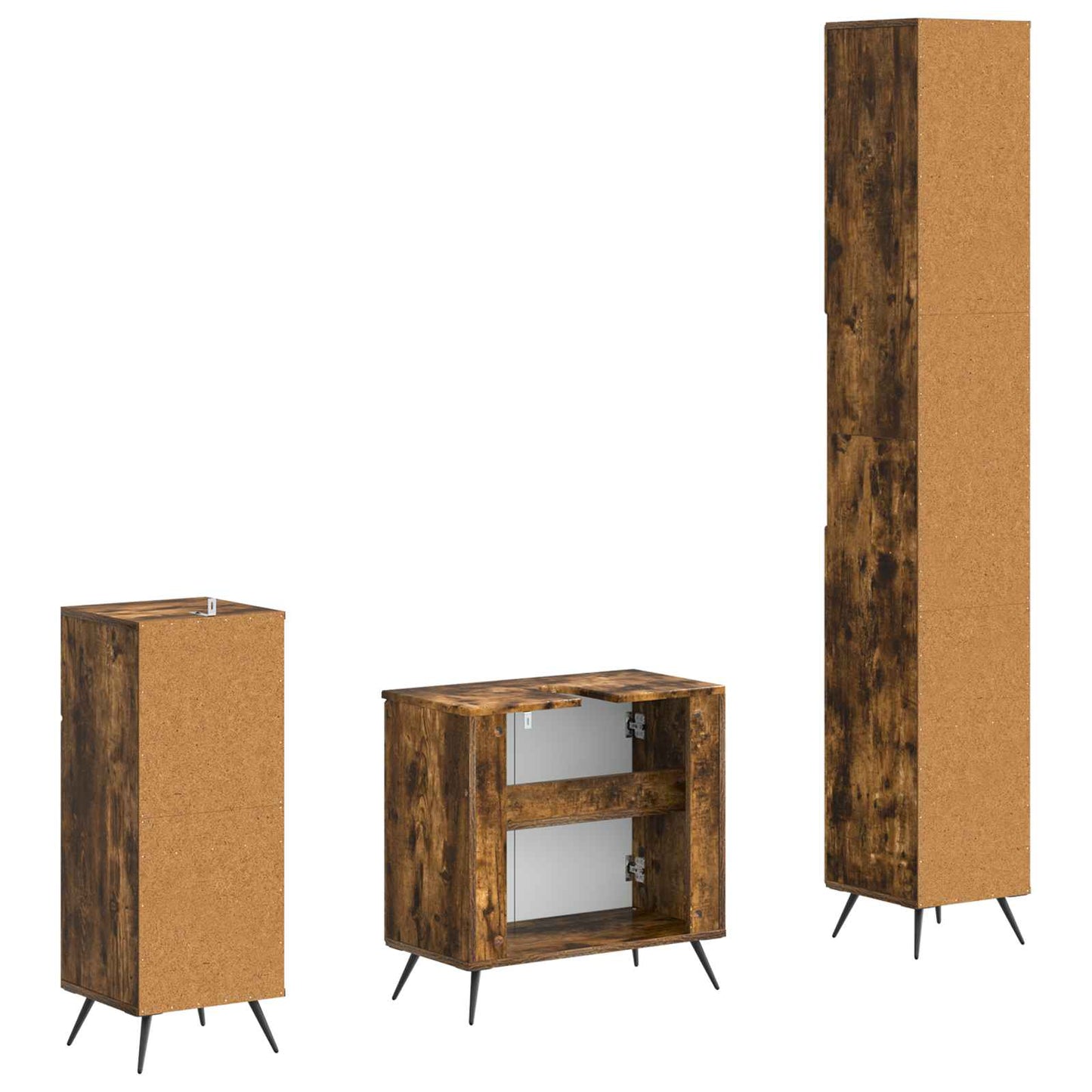 vidaXL 3 Piece Bathroom Cabinet Set BREDA Engineered Wood