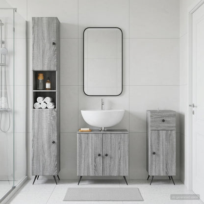 vidaXL 3 Piece Bathroom Cabinet Set BREDA Engineered Wood