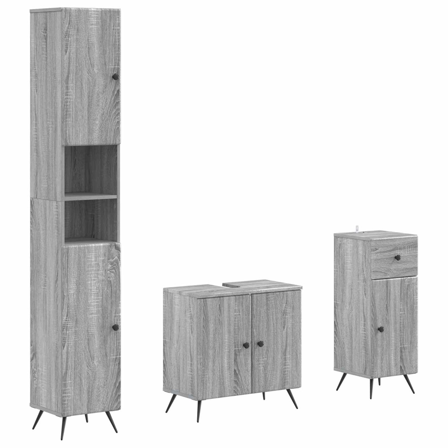 vidaXL 3 Piece Bathroom Cabinet Set BREDA Engineered Wood