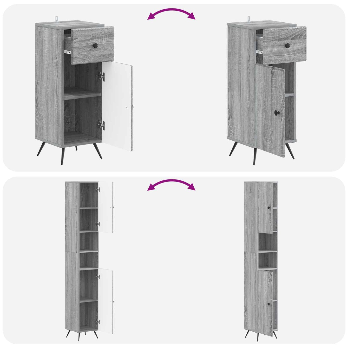 vidaXL 3 Piece Bathroom Cabinet Set BREDA Engineered Wood