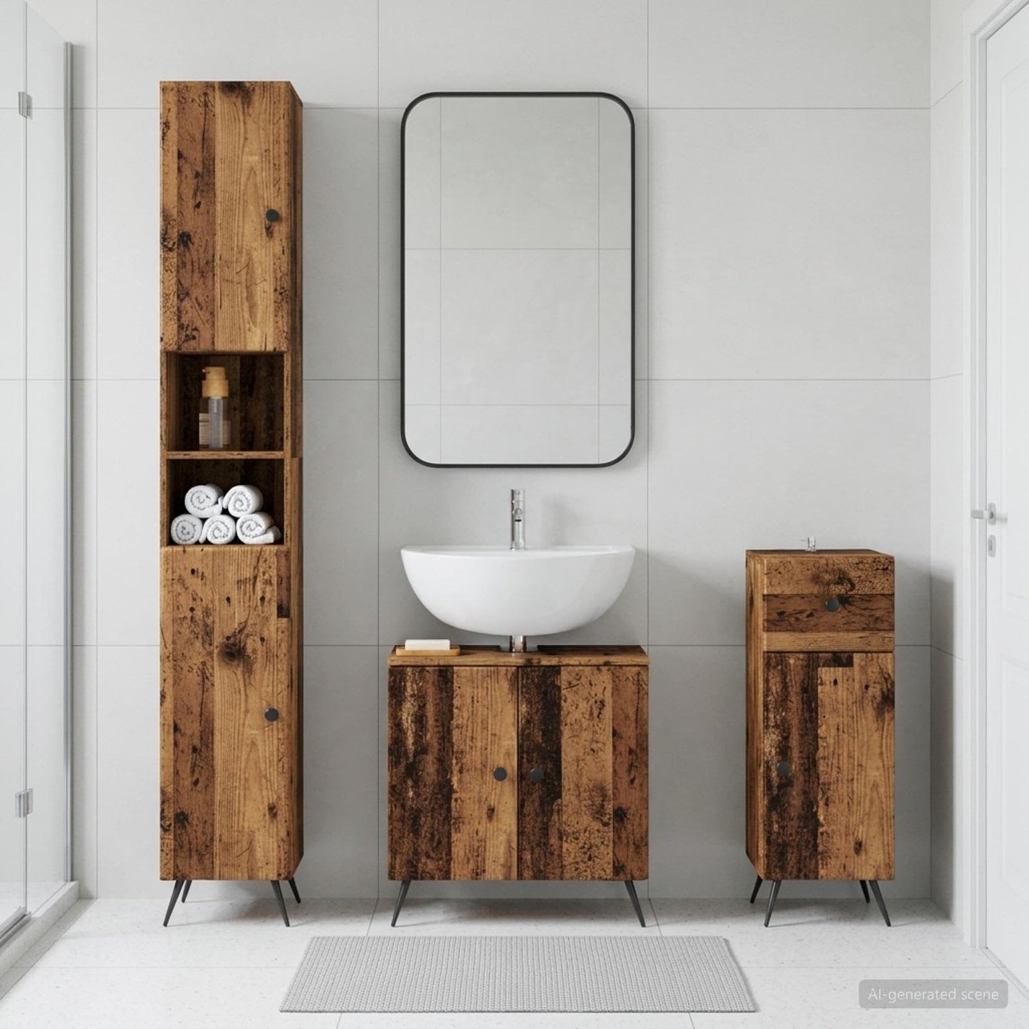 vidaXL 3 Piece Bathroom Cabinet Set BREDA Engineered Wood
