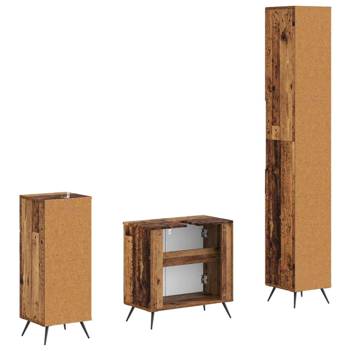 vidaXL 3 Piece Bathroom Cabinet Set BREDA Engineered Wood