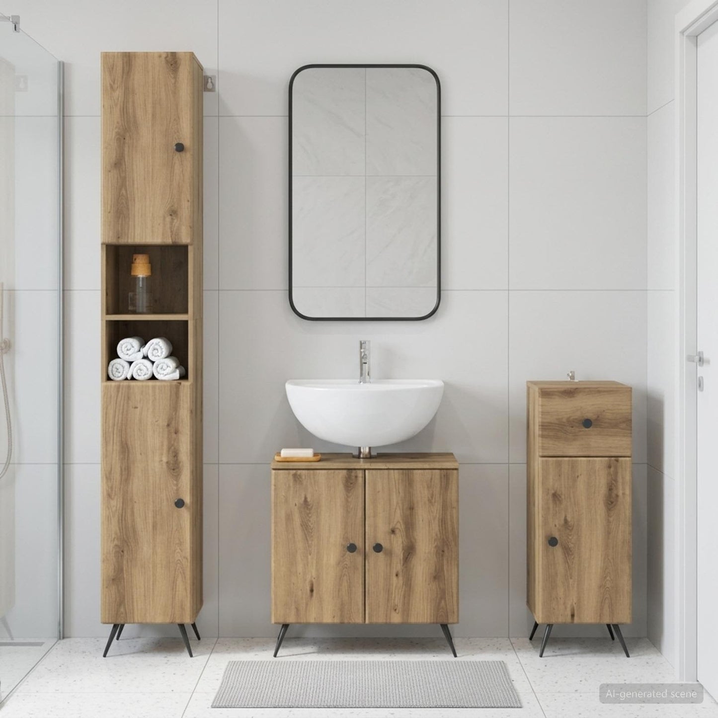 vidaXL 3 Piece Bathroom Cabinet Set BREDA Engineered Wood