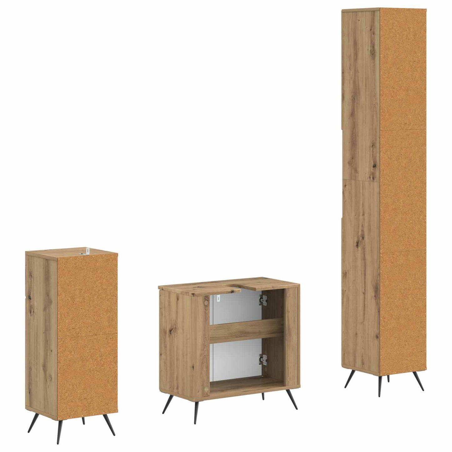 vidaXL 3 Piece Bathroom Cabinet Set BREDA Engineered Wood