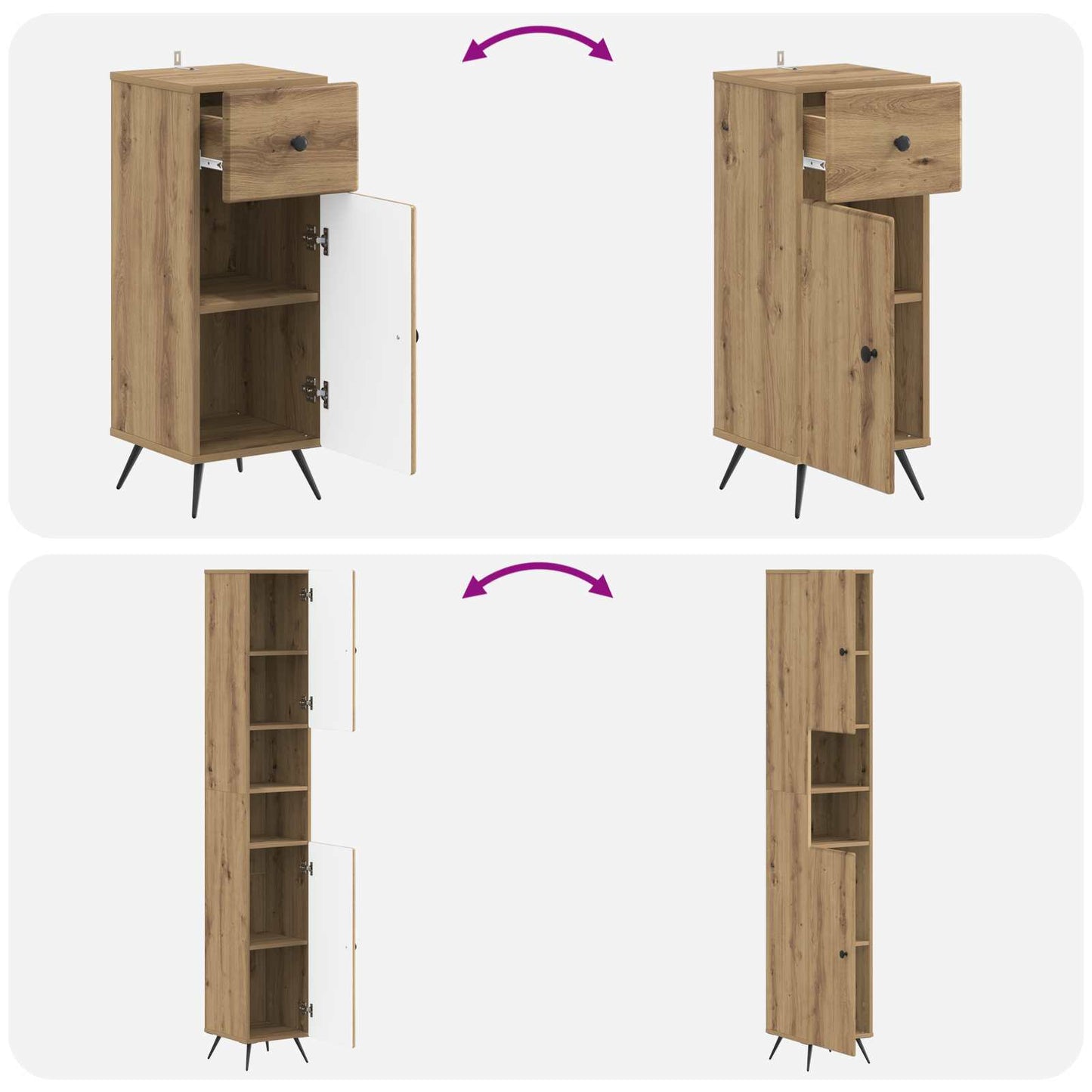 vidaXL 3 Piece Bathroom Cabinet Set BREDA Engineered Wood