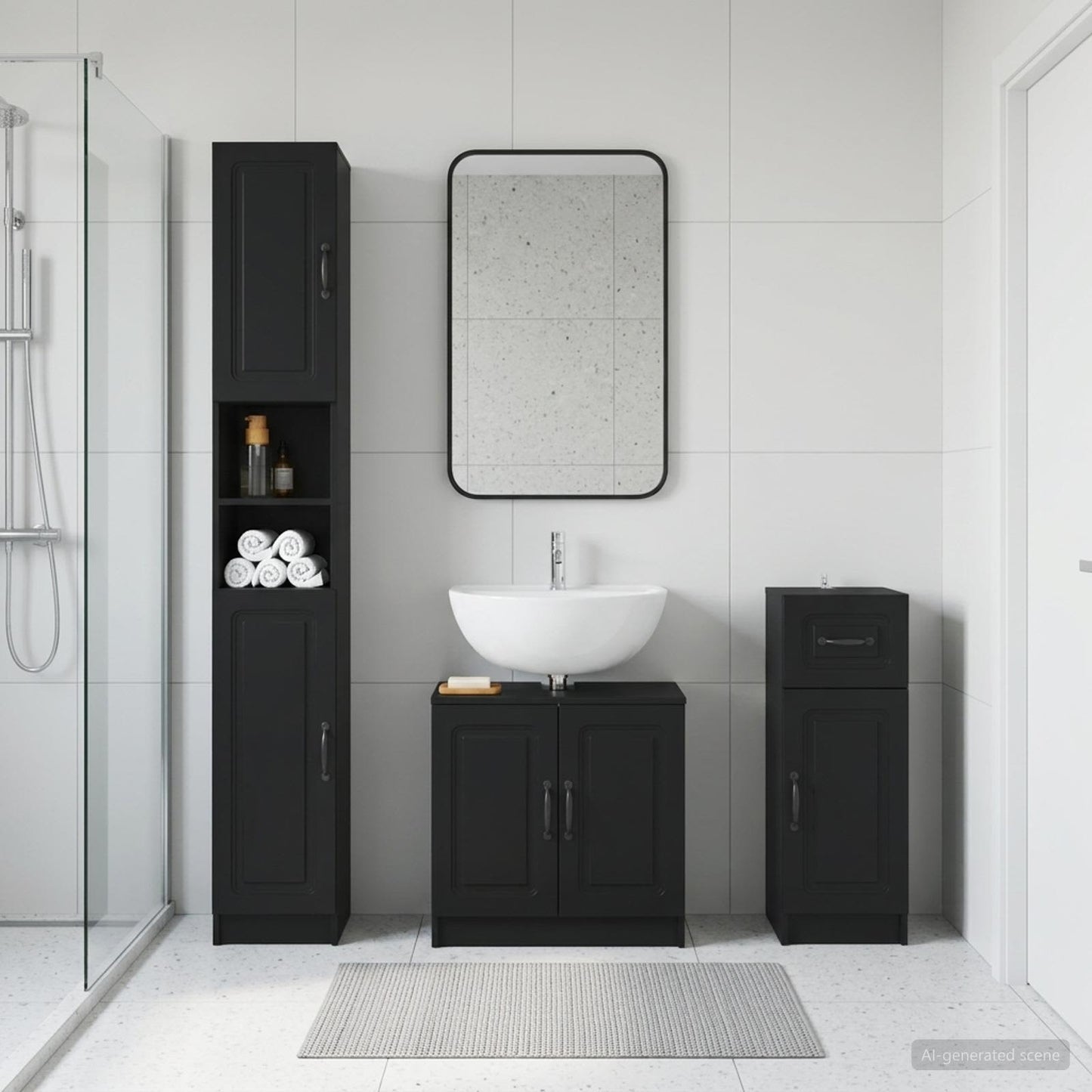 vidaXL 3 Piece Bathroom Cabinet Set UTRECHT Engineered Wood