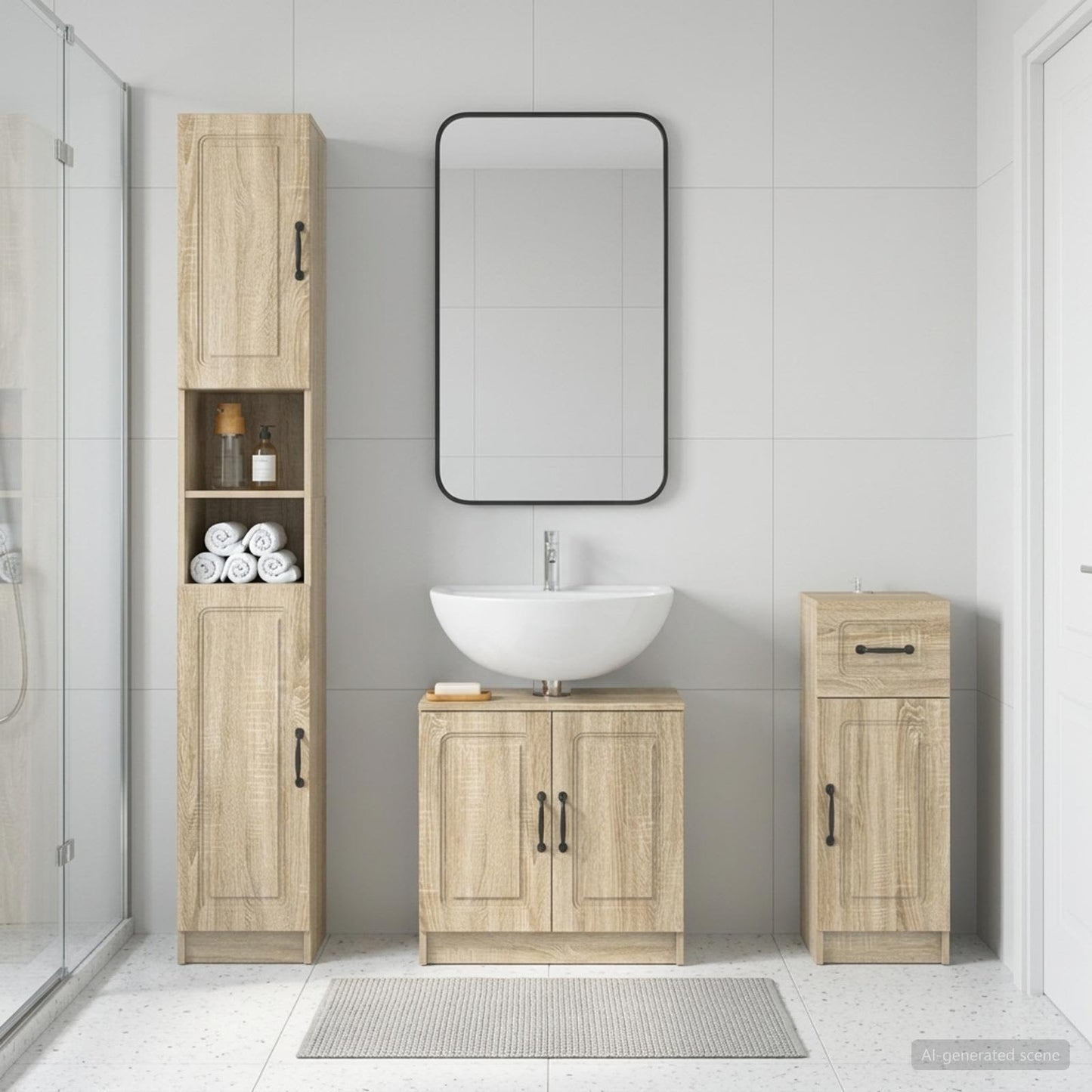 vidaXL 3 Piece Bathroom Cabinet Set UTRECHT Engineered Wood