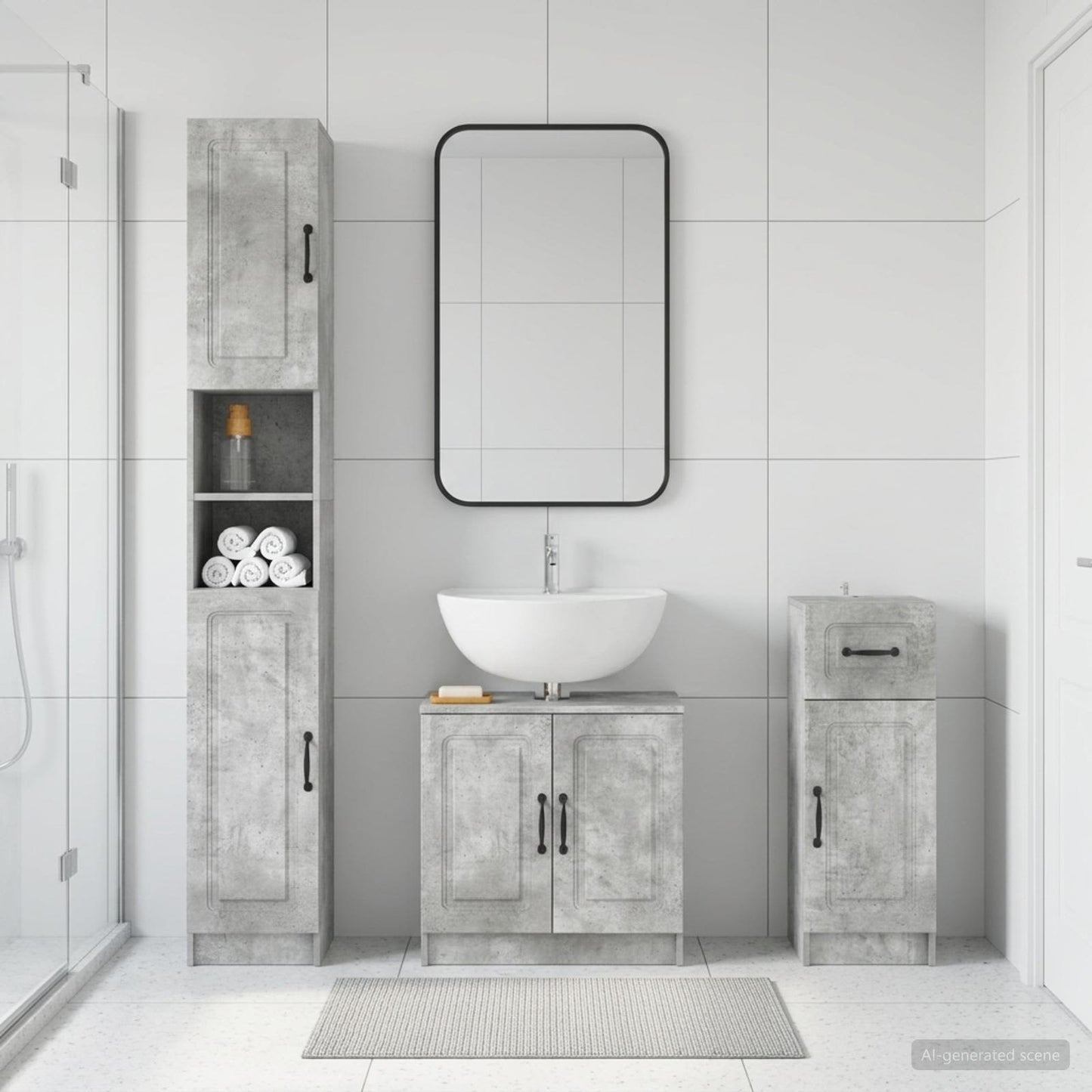 vidaXL 3 Piece Bathroom Cabinet Set UTRECHT Engineered Wood
