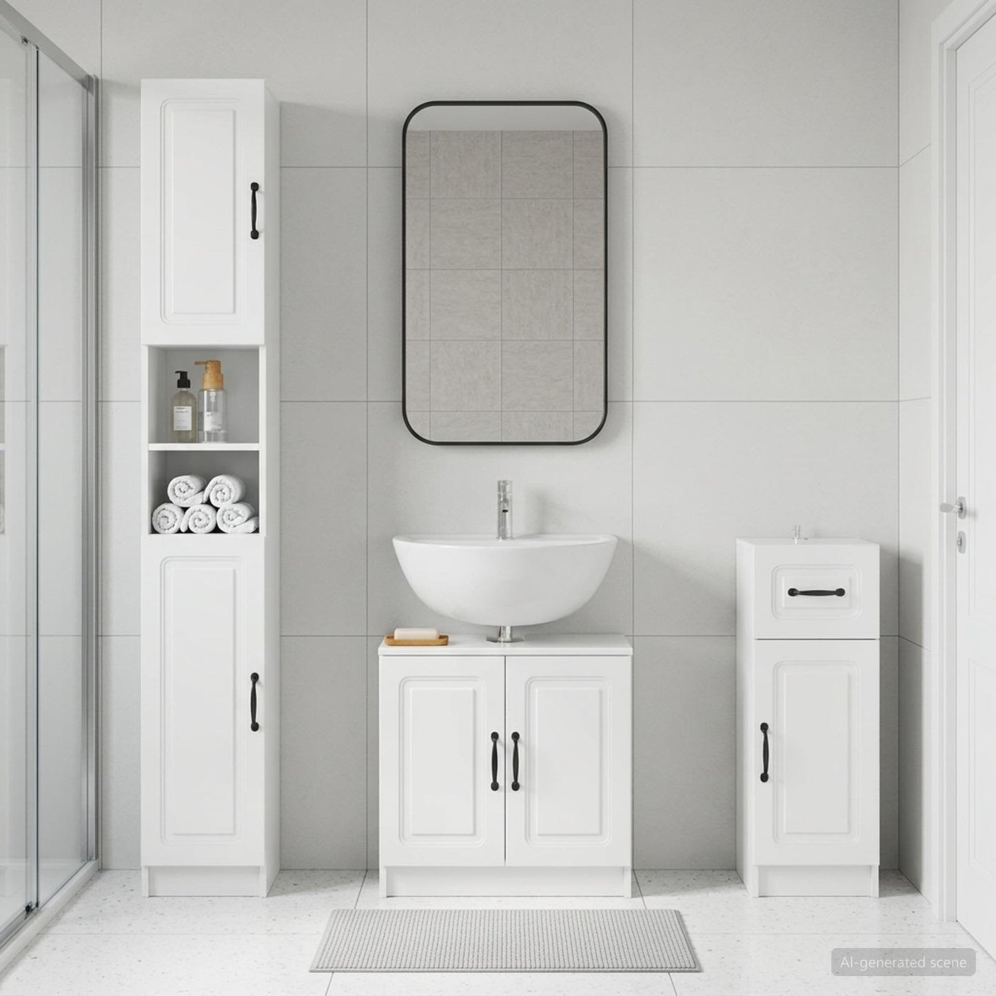 vidaXL 3 Piece Bathroom Cabinet Set UTRECHT Engineered Wood
