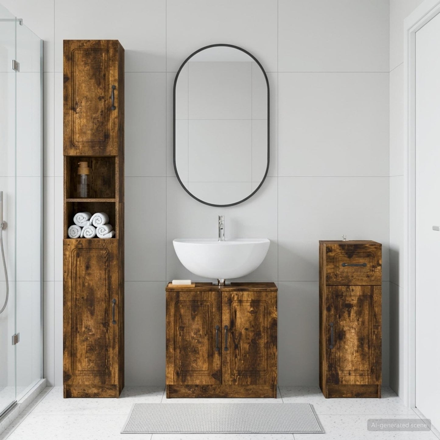 vidaXL 3 Piece Bathroom Cabinet Set UTRECHT Engineered Wood