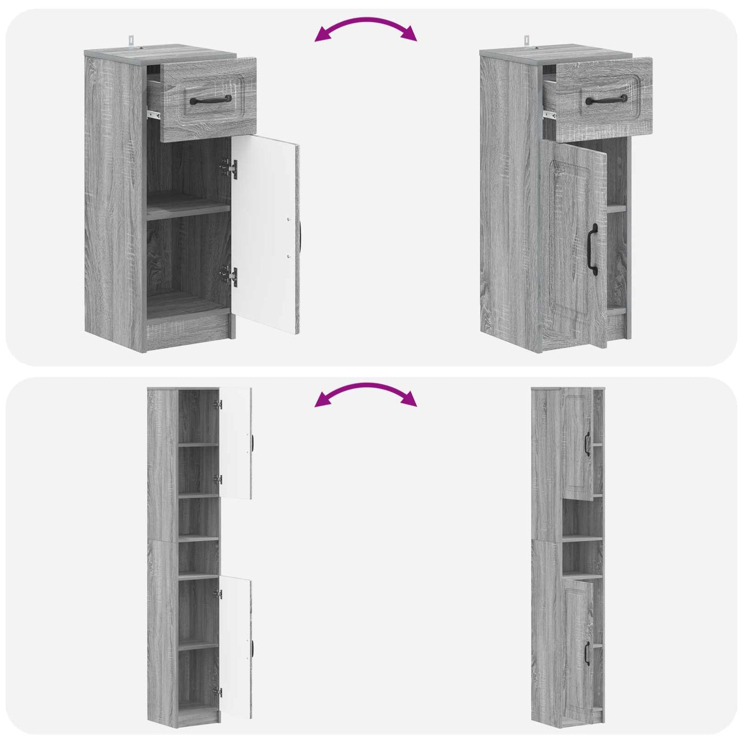 vidaXL 3 Piece Bathroom Cabinet Set UTRECHT Engineered Wood